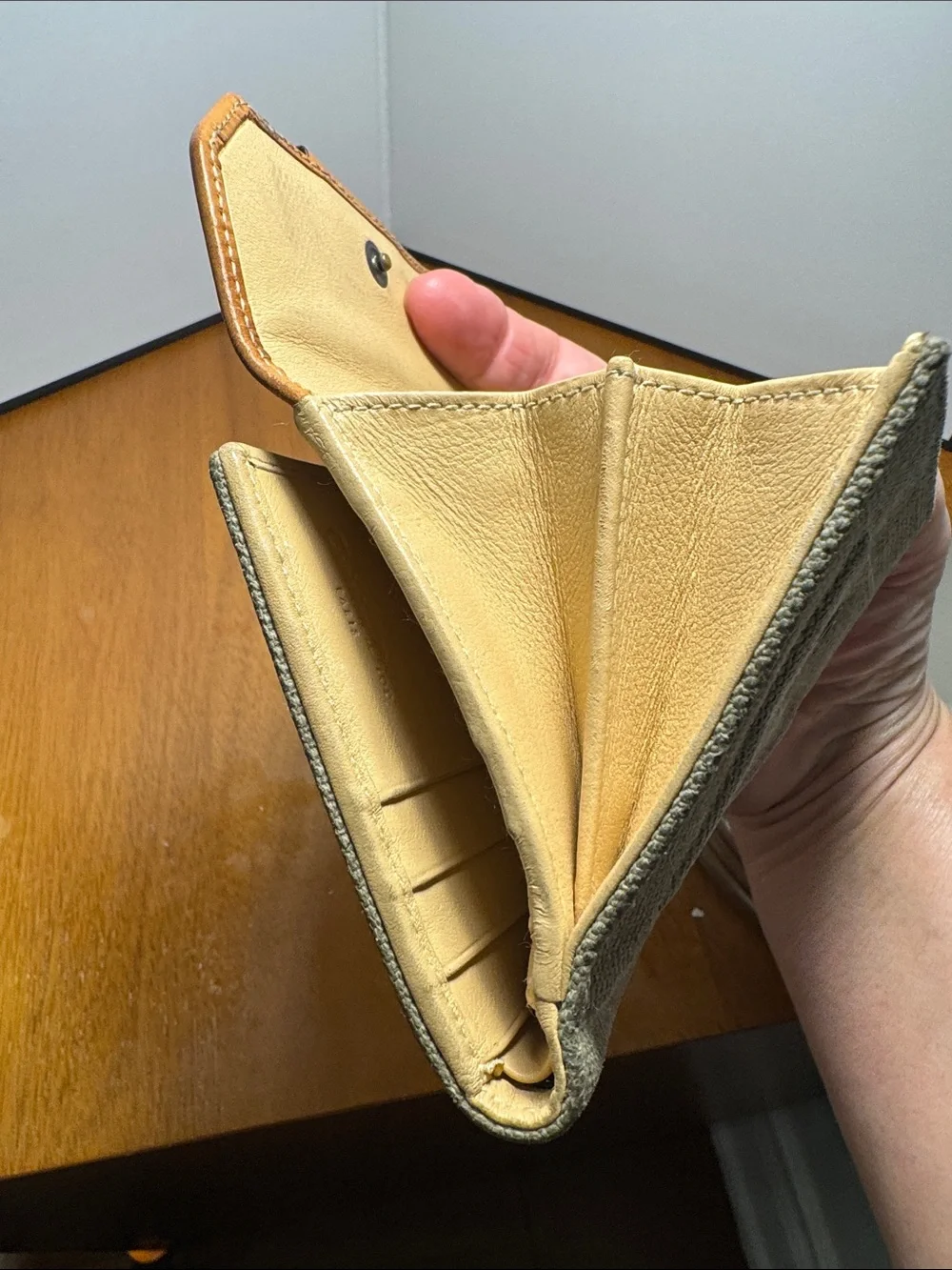 Dior Brown Leather & Olive Canvas Small Wallet